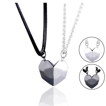 2PCS/SET Couple Necklaces Attarction Between Lovers Heart Magnetic Pendant Necklace For Women Valentine's Day Anniversary Gift