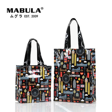 Fashion PVC Reusable Shopping Bag Women's Bag Eco Friendly London Shopper Bag Large Capacity Waterproof Handbag Shoulder Bag