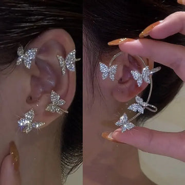 Gold Silver Color Metal Butterfly Eart Clips sans perçage pour les femmes étincelantes zircon oreille Cuff Clip d'oreilles Boucles de mariage bijoux
