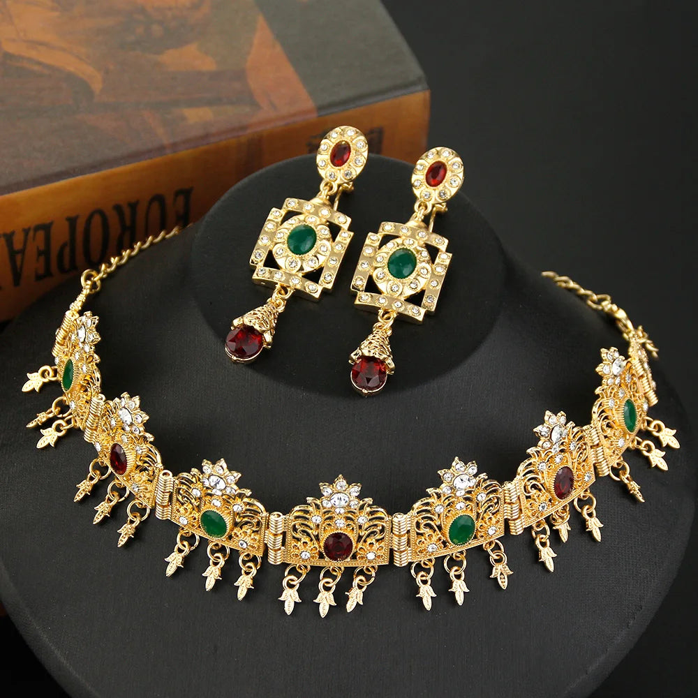 Bijoux en cristal de mariée algérienne chaînes de front en or