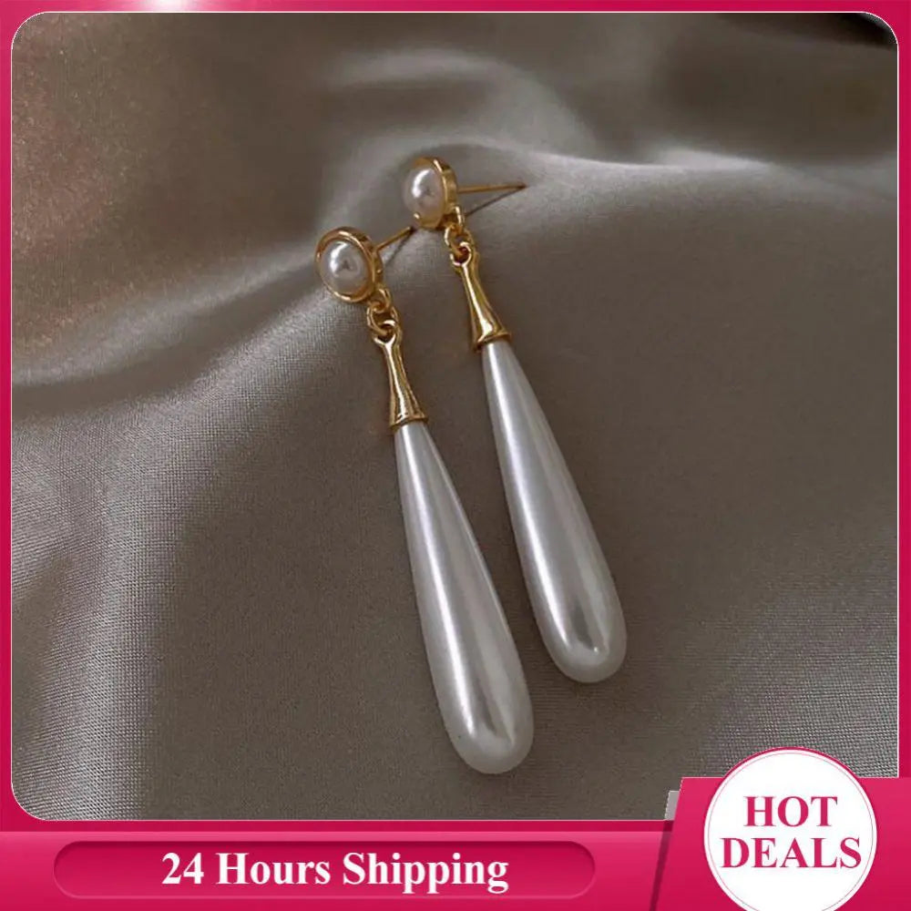 Fashion simulé-pearl long ponceau de ponceau de ponceau d'oreilles en eau de chute en zircon et de boucles d'oreilles en zircon cadeaux