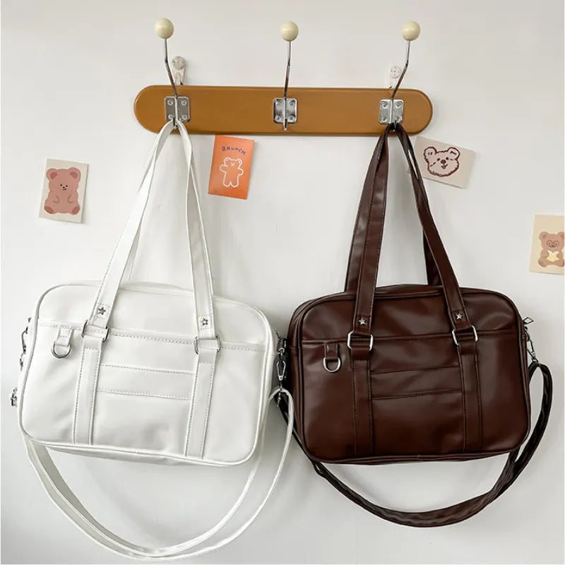 Japanese Style JK Bag Women High School Student Uniform Bag PU Leather Shoulder Bag Women Simple Handbags Crossbody Bags Itabag