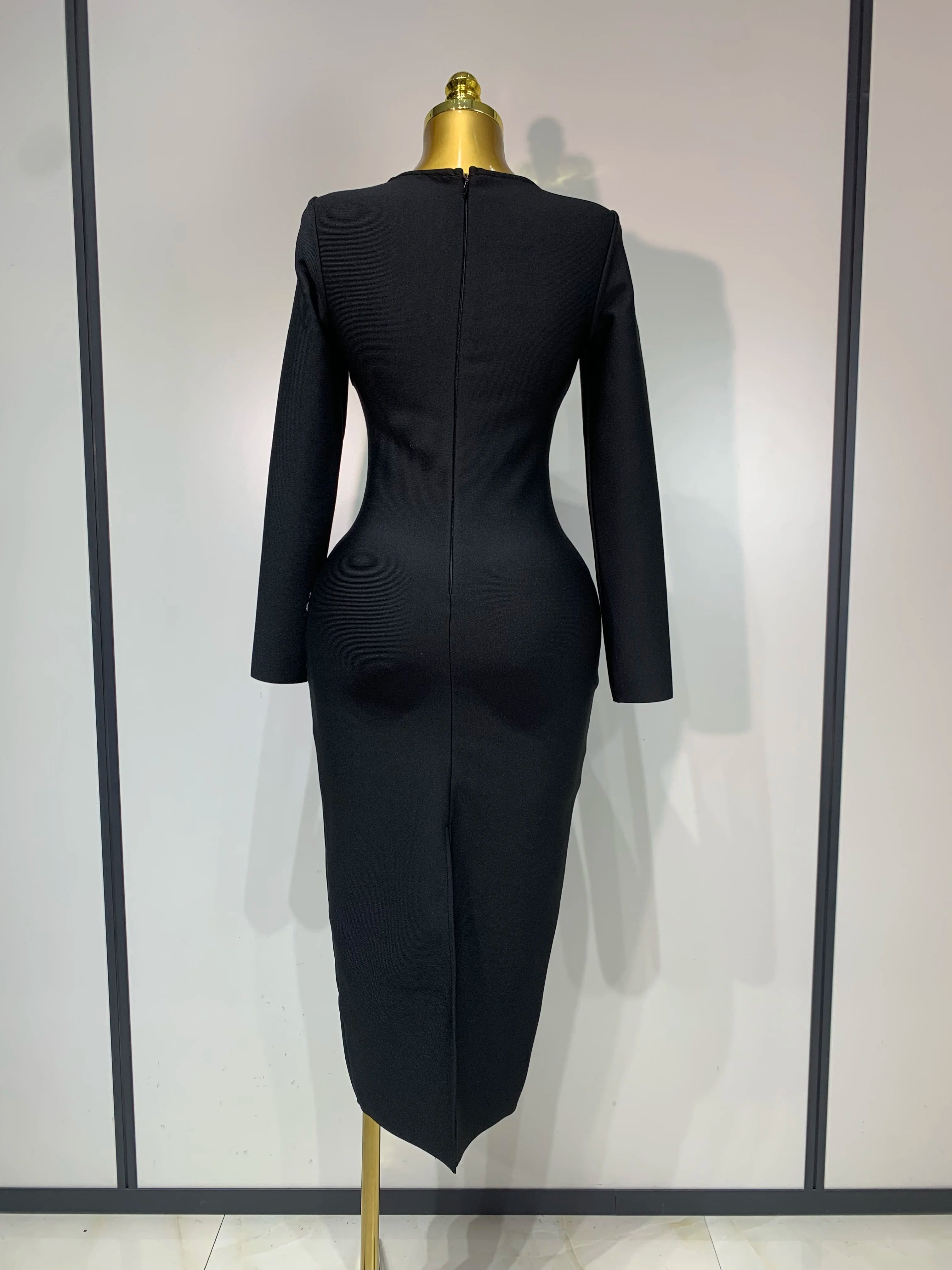 Sparkly Diamond Long Sleeve Bodycon Bandage Dresses Luxury Birthday Dresses Women Elegant Evening Party Wedding Guest Gowns