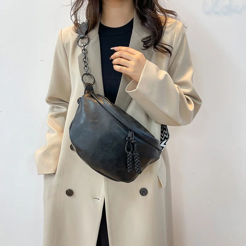 New Soft Leather Waist Bag For Women Fanny Pack Quality Chest Bag Fashion Designer Shoulder Crossbody Bags Female Belt Bag Purse