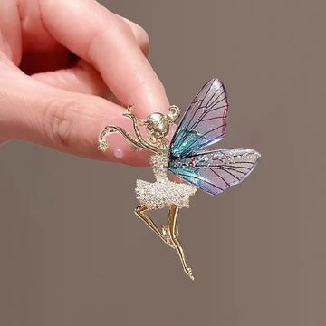 Luxury Wings Fairy Brooch Elegant Butfly Ballet Dancer Dancer Creative Rhinestone Alloy Transparent Vêtements Accessoires Cadeaux