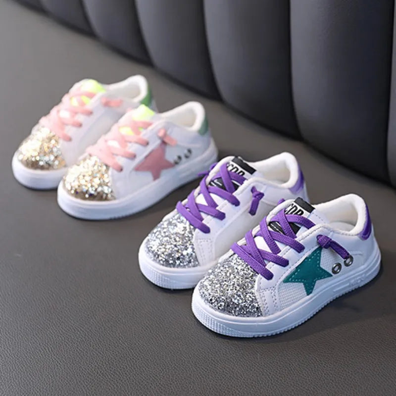 Tênis Girls Sneakers Kids Bling Sequins Sneakers Soft Soled Young Children Sports Shoe кроссовки детские