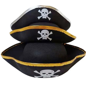 Chapeaux de pirate enfants / adultes Halloween accessoires Cosplay Dance Parties Caribbean Pirate Clothing Hats avec des bords en or et en argent