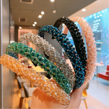 Rhinestone Luxury Hair Hoops For Women Crystal Shiny Headbands Girls Korean Hair Accessories Bezel Hair Bands Fashion Hoops Band
