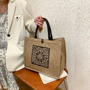 Portable Handbag Outdoor Geometric All-match Large Capacity Bag Bohemian Shoulder Bag Women Tote Bag Geometric Printing Handbag