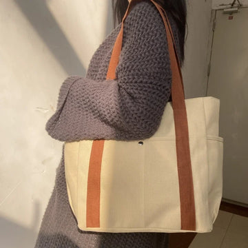 Niche Design Trend Shoulder Bag Fashionable Versatile Minimalist Women's Tote Bag Unisex Large Capacity Portable Canvas Handbag