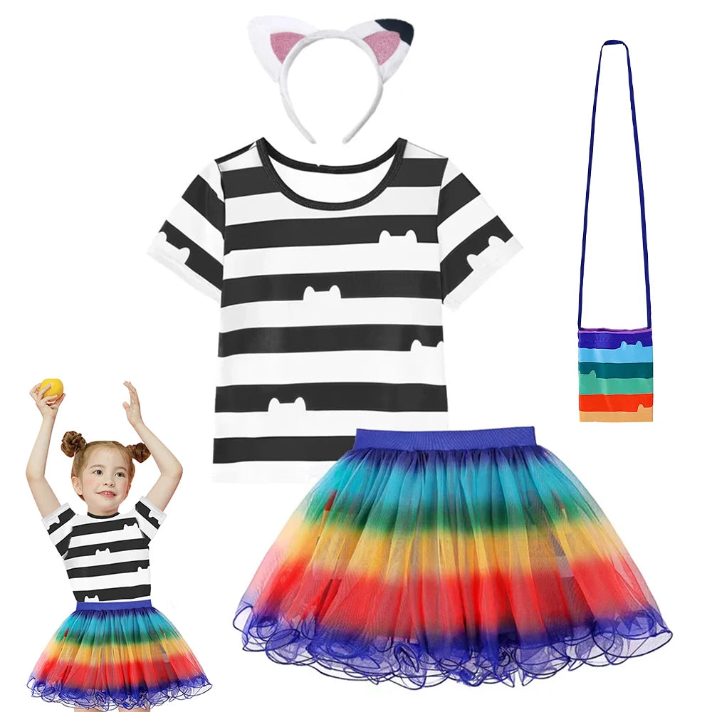 Children's Skirt Sets Gabby's Dollhouse Girls Kid Party Gabby Cat Carnival Cosplay Costume Suits for 3-8Yrs