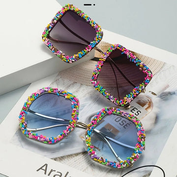 Rigiane Lunettes de soleil des femmes designer steunpunk surdimensionné surdimensionné des lunettes de soleil Festival de musique OCULOS DE SOL FEMININO
