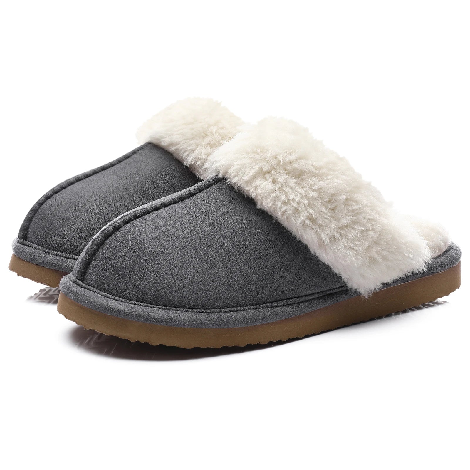 Pallene Winter Fur Slippers Women Men Indoor Warm Cozy Fuzzy Flats Slides Warm Home Short Plush Slippers Suede Mules