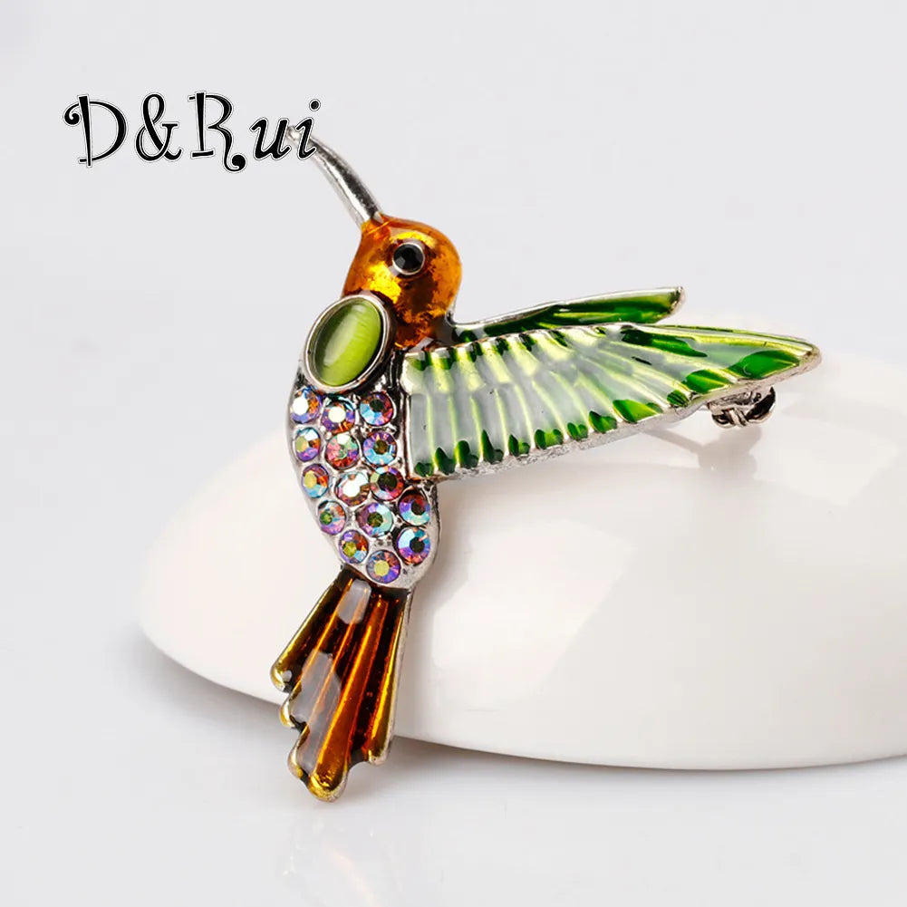 D & Rui Broches d'oiseau élégant pour femmes RHINATONE brillante esthétique bijoux animal cadeau épingles de revers fête des femmes décontractées broche