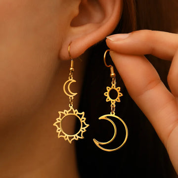 Boucles d'oreilles bohème en acier inoxydable, pendentif Totem soleil lune, nouvelle déclaration de tempérament, boucles d'oreilles pendantes pour femmes, bijoux cadeau 