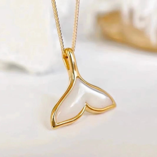 100% 18k Real Gold Necklace Women Fish Tail Natural Pearl With Certificate Dubai Original Gold Jewelry Au750 Luxury Pendant