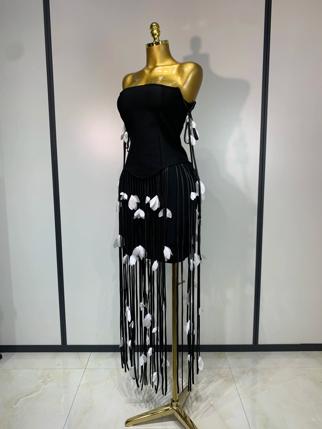 Women Sexy Strapless Tassel Black Red Bodycon Bandage Dresses Birthday Evening Party Club Celebrity Elegant Knitted Clothing