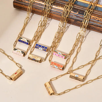 Collier de clip Boho Zmzy pour femmes Chaîne en acier inoxydable Gold Color Pendant Colliers