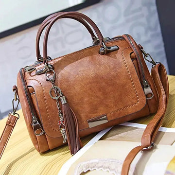 Tassel Decor Handbag, Women's Large Capacity Shoulder Bag, Fashion Zipper Crossbody Bag With Removable Strap