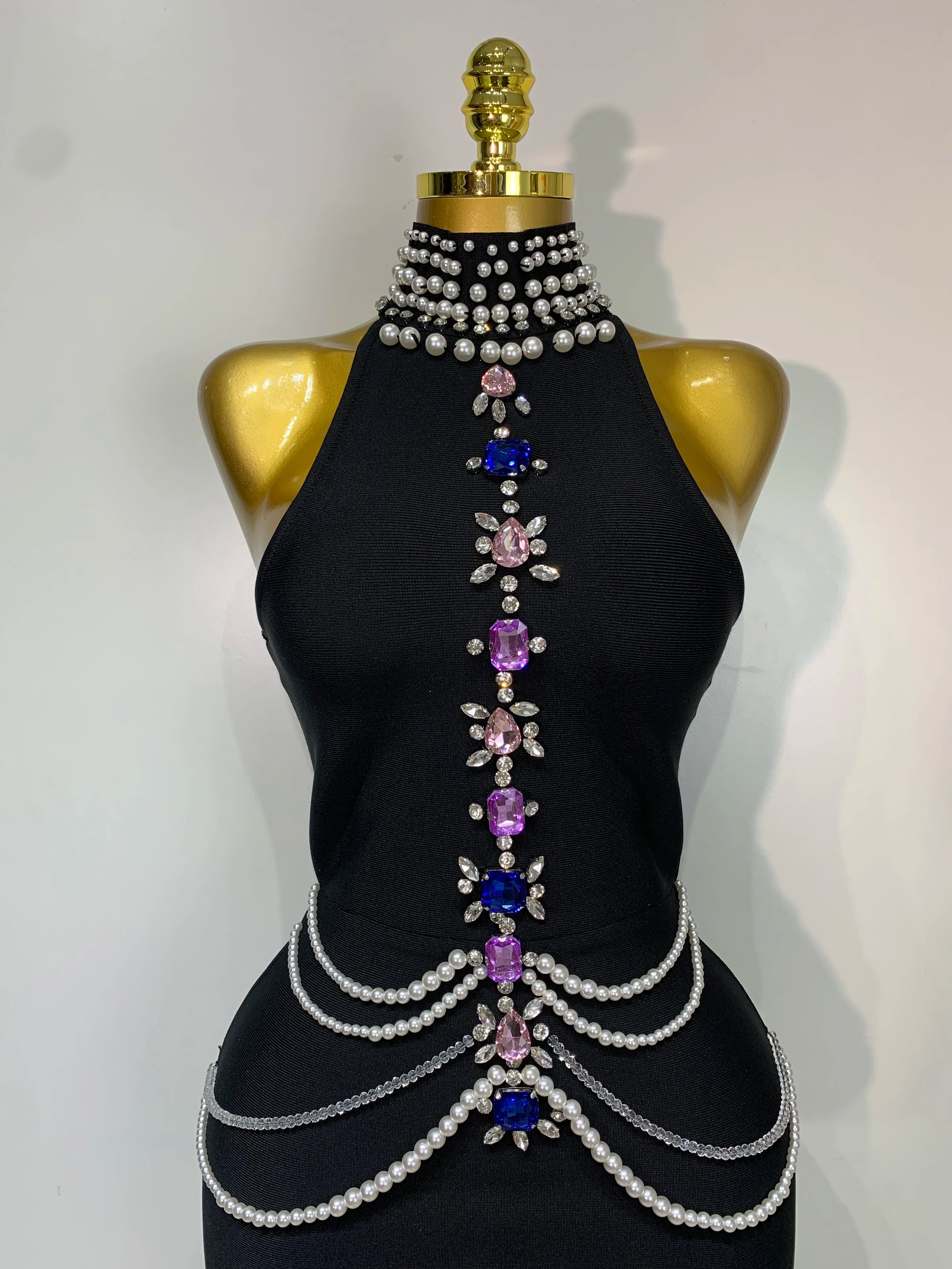 High Quality Diamonds Bodycon Bandage Dresses Sexy Sleeveless Celebrity Elegant Evening Party Luxury Birthday Cocktail Dresses