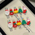 10Pcs 3D Christmas Handmade Press on False Nails Cartoon Santa Bow Stick on Fake Nails Winter Snow French Fake Acrylic Nail Tips