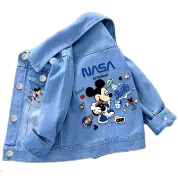 Baby Boys Girls Denim Mickey Minnie Mouse Jacket Coat Children Kids 100% Cotton Printed Outerwear Clothes for 2 4 6 8 9y