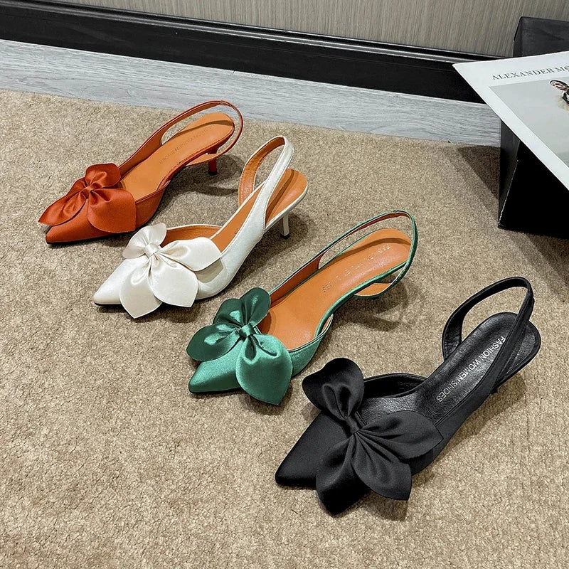 Heeled Sandals for Women Summer Shoes Butterfly Knot Thin Heels Women Sandals Sexy Wedding Party Female Sandals Pump