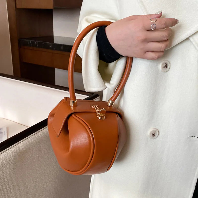 Round Ball Women's Handbag Brand Designer Bowling Bag PU Leather Mini Shoulder Bags Female Luxury Purse Fashion Armpit Bag