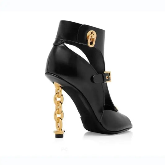 Sexy High Heel Hollow Short Boots Summer Roman Sandals Brand New Pumps Women's Shoes Black Big Size